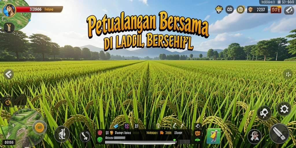 Tangkapan layar menunjukkan permainan menyenangkan dan aktivitas bercocok tanam di ladang.