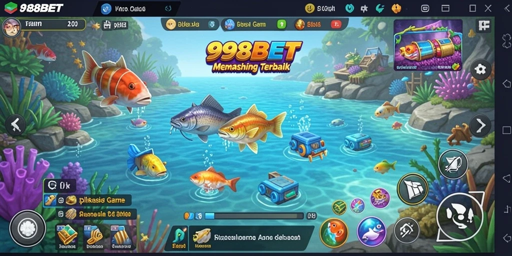 Tampilan gameplay 988BET menunjukkan aksi memancing yang mendebarkan.