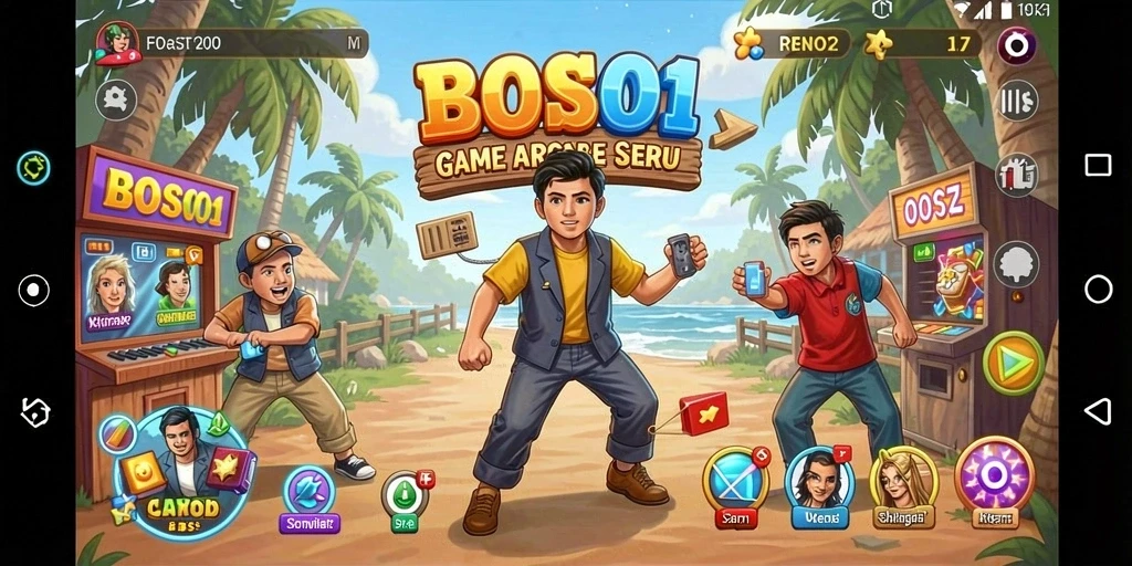 Screenshot gameplay <strong>BOS01</strong> yang menunjukkan aksi seru dalam level arcade.