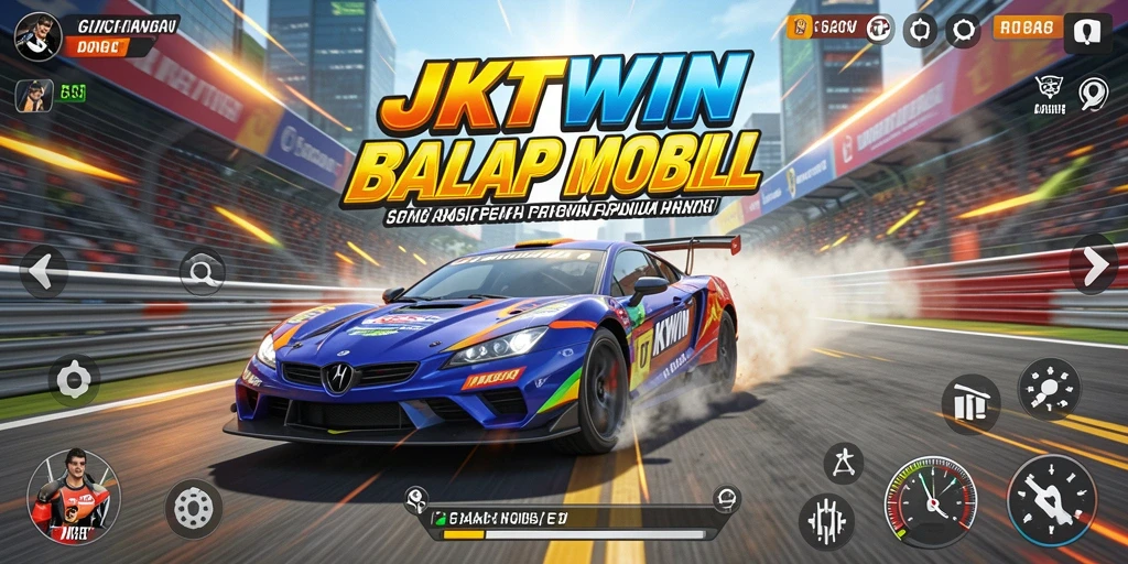 Screenshot JKTWIN memperlihatkan aksi balapan yang mendebarkan.