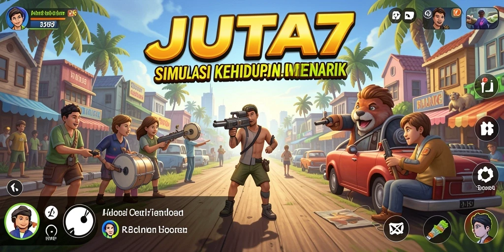 Tampilan gameplay JUTA7 yang menarik dengan elemen simulasi kehidupan.