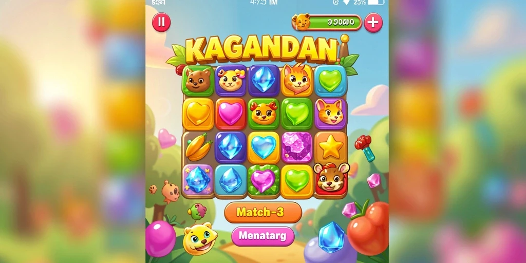 Screenshot KAGANDAN yang menunjukkan momen seru dalam permainan Match-3.