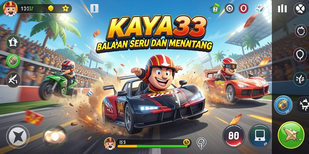 Tampilan gameplay KAYA33 dengan balapan yang penuh aksi dan tantangan.