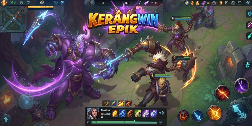 Tampilan gameplay KERANGWIN yang penuh aksi di arena MOBA.