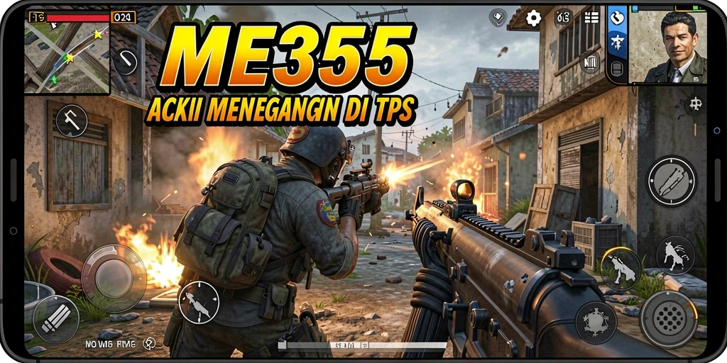 Tampilan gameplay ME355 yang intens dan penuh aksi.