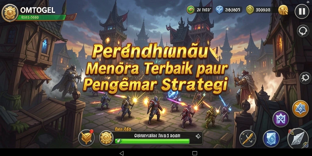 Screenshot gameplay OMTOGEL menampilkan strategi pertahanan menara yang intens.