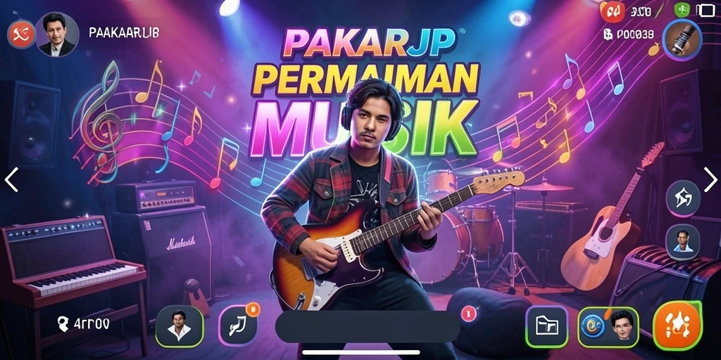 Tampilan screenshot PAKARJP yang menunjukkan gameplay musik interaktif.