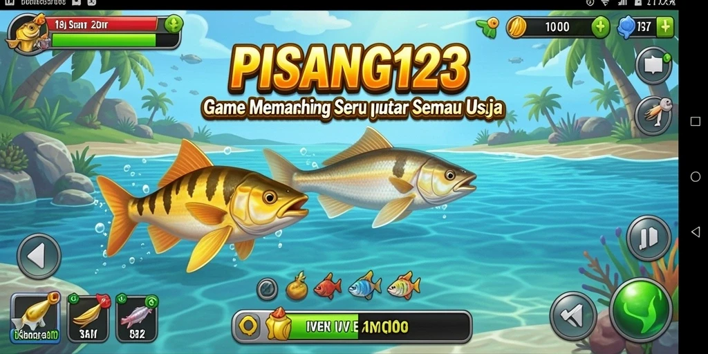 Screenshot gameplay PISANG123 menampilkan aksi memancing yang seru.