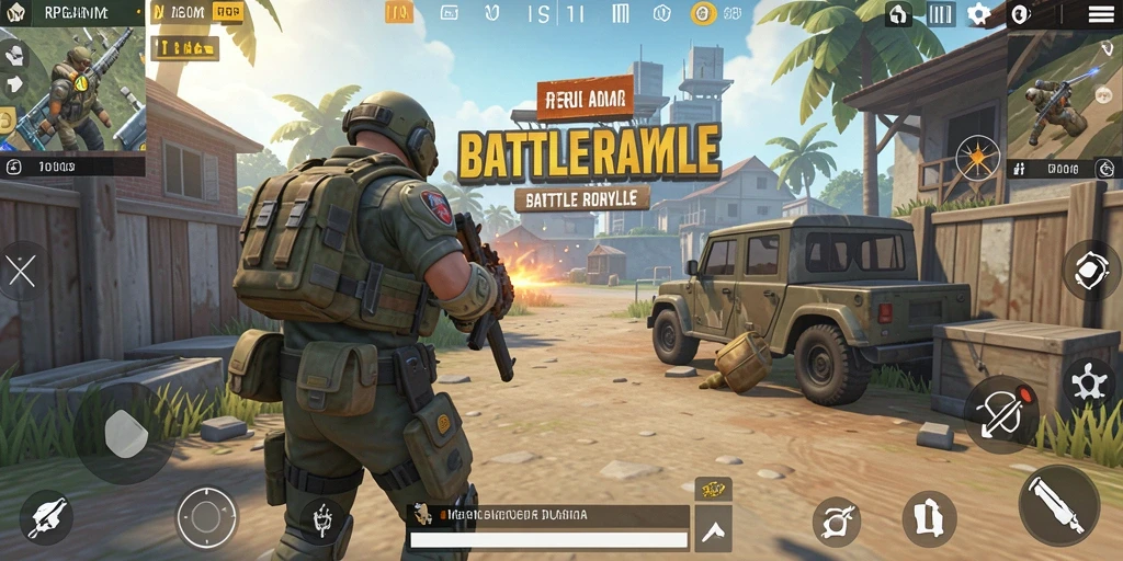 Gameplay RPGAME yang intens dan mendebarkan dalam pertempuran Battle Royale.