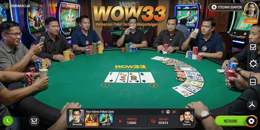 Screenshot menunjukkan pemain sedang menikmati permainan Poker di WOW33.