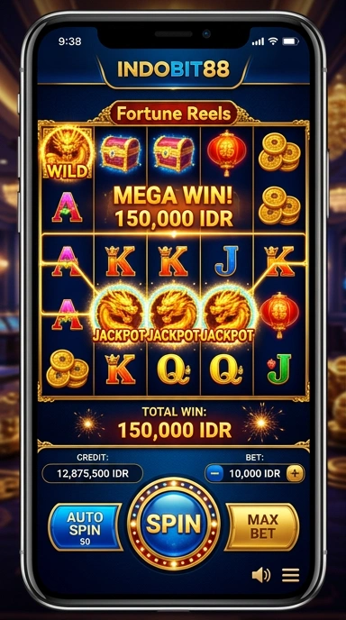 Tampilan utama aplikasi indobit88 dengan berbagai pilihan kategori.